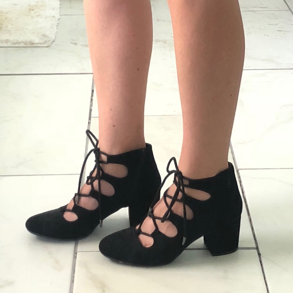 Black lace up booties/ Mossimo